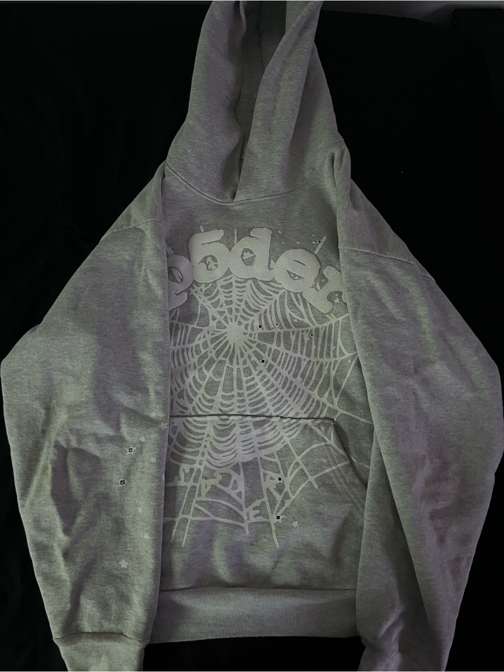 Gray Graphic Spiderweb Hoodie Sweatshirt - Unbranded